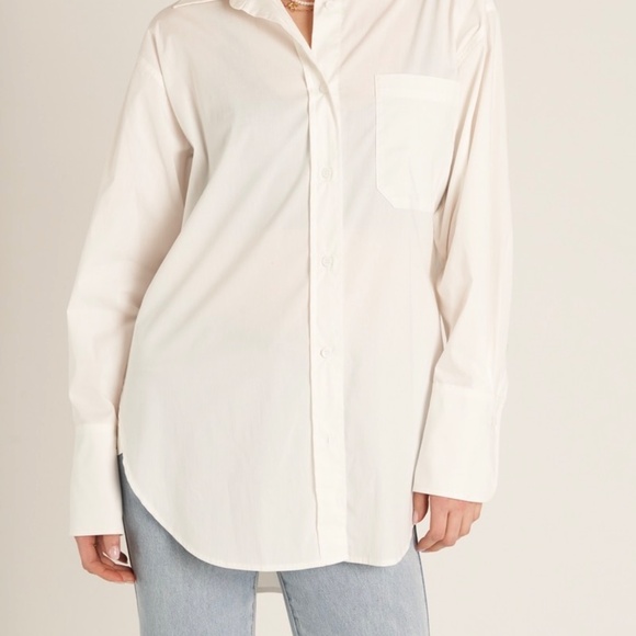 En Créme Long Sleeve Oversize Button Down Shirt - Picture 3 of 5